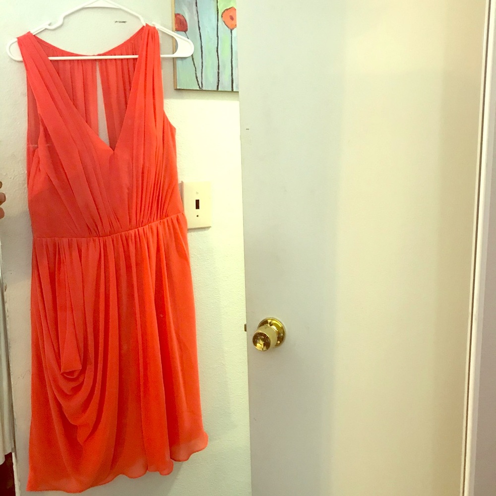 Vintage persimmon Wtoo knee length chiffon dress